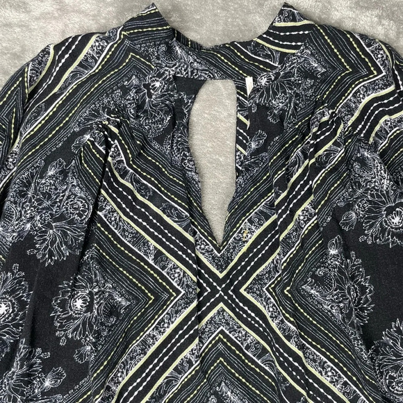 Free People Tunic Womens Small Black Walking On A Dream Boho Bandanna Grunge - Picture 6 of 10